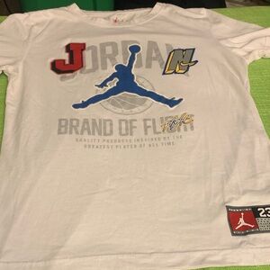 Jordan White Tee with Red and Blue Graphics